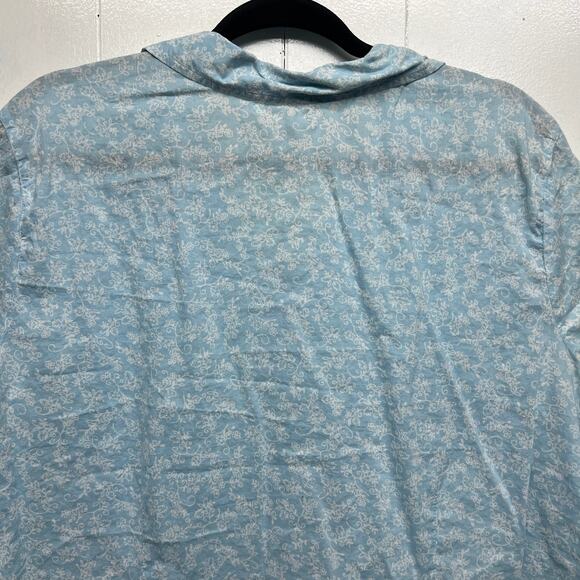 At Last Y2K Sky Blue Button Front Womens Short Sleeve Top 3X Lightweight Capsule - Picture 7 of 11